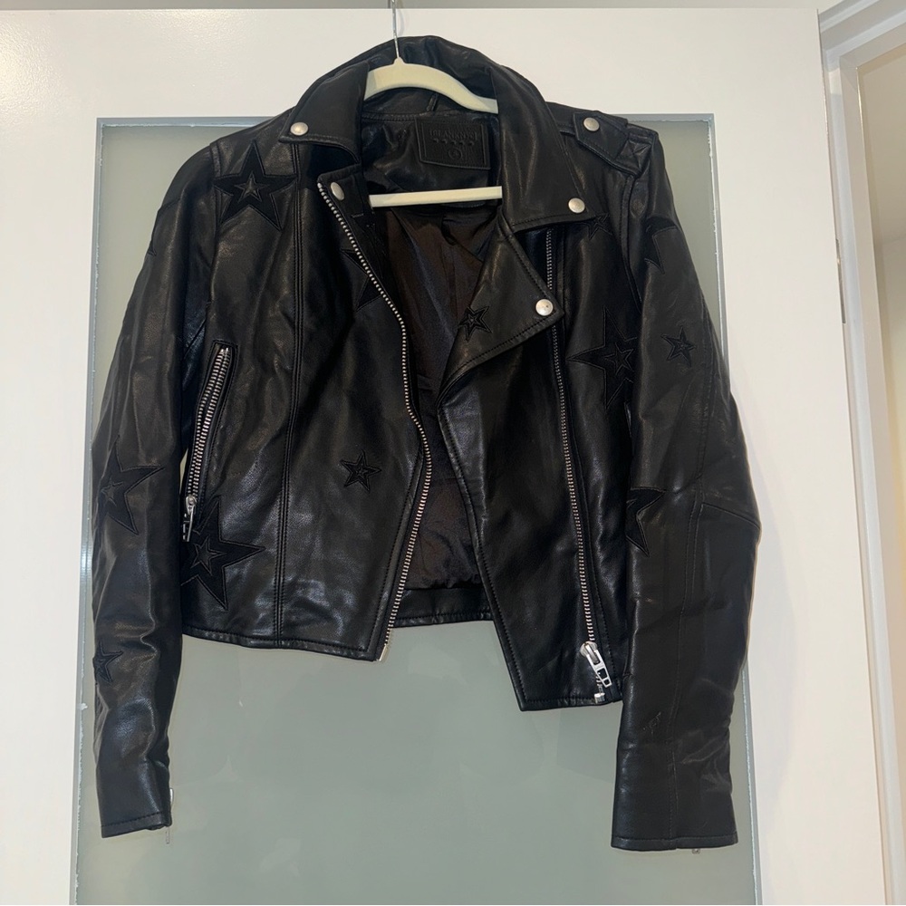 Blank NYC Black Leather Jacket with Star Details